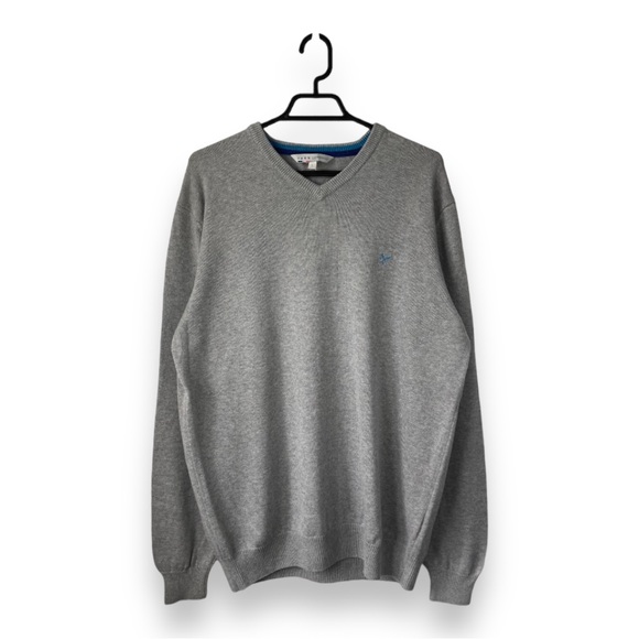 Crew Clothing Other - Crew Clothing Grey Cotton Cashmere V-Neck Jumper - Size L